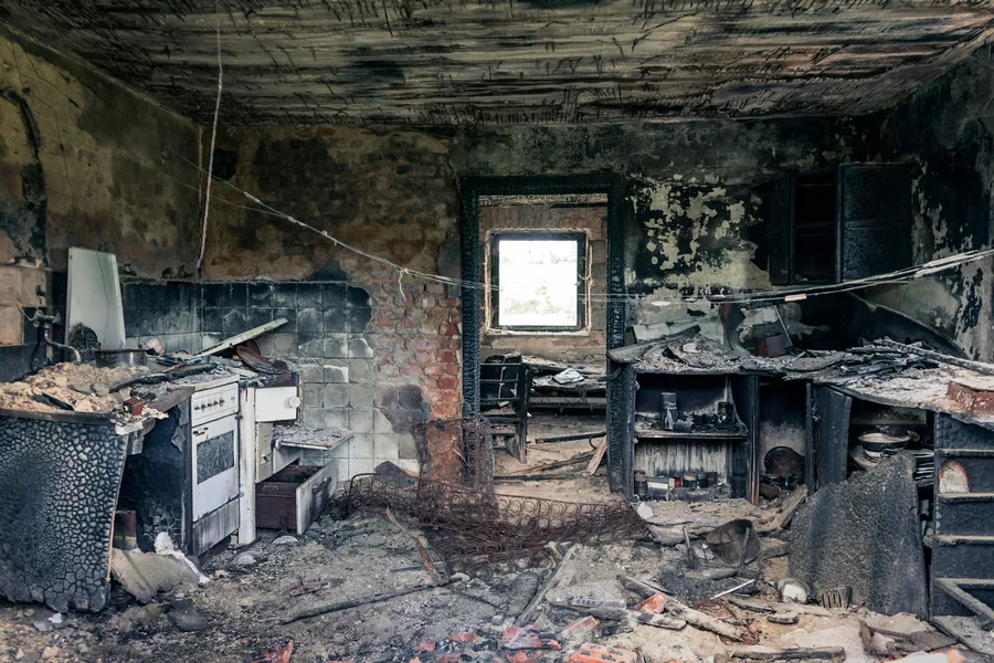 fire damage restoration Charlotte North Carolina — smoke and soot damage in residential property
